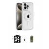 MARSİLYAN™- iPhone 15 Pro Max Kılıf Eksen Form Koleksiyonu - Siyah Joko Magic 5D Hayalet Cam + PVD Metal Kamera Lens - TU