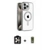 MARSİLYAN™- iPhone 15 Pro Max Kılıf Eksen Form Koleksiyonu - Siyah Joko Magic 5D Hayalet Cam + PVD Metal Kamera Lens - TU