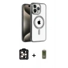 MARSİLYAN™- iPhone 15 Pro Max Kılıf Eksen Form Koleksiyonu - Siyah Joko Magic 5D Hayalet Cam + PVD Metal Kamera Lens - TU