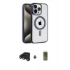 MARSİLYAN™- iPhone 15 Pro Max Kılıf Eksen Form Koleksiyonu - Siyah Joko Magic 5D Hayalet Cam + Raze Metal Kamera Lens - TMGI