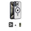 MARSİLYAN™- iPhone 15 Pro Max Kılıf Eksen Form Koleksiyonu - Siyah Joko Magic 5D Hayalet Cam + PVD Metal Kamera Lens - SH