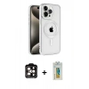 MARSİLYAN™- iPhone 15 Pro Max Kılıf Eksen Form Koleksiyonu - Siyah Polymer Nano Ekran Koruyucu + PVD Metal Kamera Lens - TU