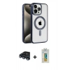 MARSİLYAN™- iPhone 15 Pro Max Kılıf Eksen Form Koleksiyonu - Siyah Polymer Nano Ekran Koruyucu + Raze Metal Kamera Lens - LT