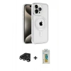 MARSİLYAN™- iPhone 15 Pro Max Kılıf Eksen Form Koleksiyonu - Siyah Polymer Nano Ekran Koruyucu + Raze Metal Kamera Lens - TMGI