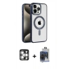 MARSİLYAN™- iPhone 15 Pro Max Kılıf Eksen Form Koleksiyonu - Siyah Vanessa Magic Cam + PVD Metal Kamera Lens - GS