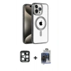 MARSİLYAN™- iPhone 15 Pro Max Kılıf Eksen Form Koleksiyonu - Siyah Vanessa Magic Cam + PVD Metal Kamera Lens - LT