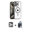 MARSİLYAN™- iPhone 15 Pro Max Kılıf Eksen Form Koleksiyonu - Siyah Vanessa Magic Cam + PVD Metal Kamera Lens - GS