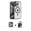 MARSİLYAN™- iPhone 15 Pro Max Kılıf Eksen Form Koleksiyonu - Siyah Vanessa Magic Cam + PVD Metal Kamera Lens - LT