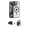MARSİLYAN™- iPhone 15 Pro Max Kılıf Eksen Form Koleksiyonu - Siyah Vanessa Magic Cam + Raze Metal Kamera Lens - LT