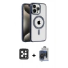 MARSİLYAN™- iPhone 15 Pro Max Kılıf Eksen Form Koleksiyonu - Siyah Vanessa Magic Cam + Siyah PVD Metal Kamera Lens