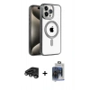 MARSİLYAN™- iPhone 15 Pro Max Kılıf Eksen Form Koleksiyonu - Siyah Vanessa Magic Cam + Raze Metal Kamera Lens - TMGI