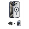 MARSİLYAN™- iPhone 15 Pro Max Kılıf Eksen Form Koleksiyonu - Siyah Vanessa Magic Cam + Raze Metal Kamera Lens - TMGI