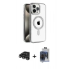MARSİLYAN™- iPhone 15 Pro Max Kılıf Eksen Form Koleksiyonu - Siyah Vanessa Magic Cam + Raze Metal Kamera Lens - TMGI
