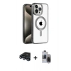 MARSİLYAN™- iPhone 15 Pro Max Kılıf Eksen Form Koleksiyonu - Siyah Vanessa Magic Hayalet Cam + Raze Metal Kamera Lens - LT