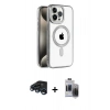 MARSİLYAN™- iPhone 15 Pro Max Kılıf Eksen Form Koleksiyonu - Siyah Vanessa Magic Hayalet Cam + Raze Metal Kamera Lens - LT