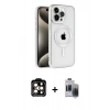 MARSİLYAN™- iPhone 15 Pro Max Kılıf Eksen Form Koleksiyonu - Siyah Vanessa Magic Hayalet Cam + PVD Metal Kamera Lens - TU
