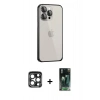 MARSİLYAN™- iPhone 15 Pro Max Kılıf Eksen Form Serisi - Şeffaf 360 Full Body Arka Koruyucu + PVD Metal Kamera Lens - LT