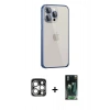 MARSİLYAN™- iPhone 15 Pro Max Kılıf Eksen Form Serisi - Şeffaf 360 Full Body Arka Koruyucu + PVD Metal Kamera Lens - GS