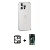 MARSİLYAN™- iPhone 15 Pro Max Kılıf Eksen Form Serisi - Şeffaf 360 Full Body Arka Koruyucu + PVD Metal Kamera Lens - GS