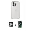 MARSİLYAN™- iPhone 15 Pro Max Kılıf Eksen Form Serisi - Şeffaf 360 Full Body Arka Koruyucu + PVD Metal Kamera Lens - LT