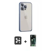 MARSİLYAN™- iPhone 15 Pro Max Kılıf Eksen Form Serisi - Şeffaf 360 Full Body Arka Koruyucu + Siyah PVD Metal Kamera Lens