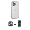 MARSİLYAN™- iPhone 15 Pro Max Kılıf Eksen Form Serisi - Şeffaf 360 Full Body Arka Koruyucu + Siyah PVD Metal Kamera Lens