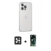 MARSİLYAN™- iPhone 15 Pro Max Kılıf Eksen Form Serisi - Şeffaf 360 Full Body Arka Koruyucu + Siyah PVD Metal Kamera Lens