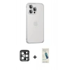 MARSİLYAN™- iPhone 15 Pro Max Kılıf Eksen Form Serisi - Şeffaf Pasifik Cam Ekran Koruyucu + PVD Metal Kamera Lens - LT