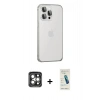 MARSİLYAN™- iPhone 15 Pro Max Kılıf Eksen Form Serisi - Şeffaf Pasifik Cam Ekran Koruyucu + PVD Metal Kamera Lens - GI