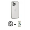 MARSİLYAN™- iPhone 15 Pro Max Kılıf Eksen Form Serisi - Şeffaf Pasifik Cam Ekran Koruyucu + PVD Metal Kamera Lens - GS