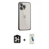 MARSİLYAN™- iPhone 15 Pro Max Kılıf Eksen Form Serisi - Şeffaf Pasifik Cam Ekran Koruyucu + PVD Metal Kamera Lens - TU