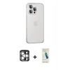 MARSİLYAN™- iPhone 15 Pro Max Kılıf Eksen Form Serisi - Şeffaf Pasifik Cam Ekran Koruyucu + PVD Metal Kamera Lens - GS