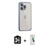MARSİLYAN™- iPhone 15 Pro Max Kılıf Eksen Form Serisi - Şeffaf Pasifik Cam Ekran Koruyucu + PVD Metal Kamera Lens - TU