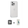 MARSİLYAN™- iPhone 15 Pro Max Kılıf Eksen Form Serisi - Şeffaf Pasifik Cam Ekran Koruyucu + PVD Metal Kamera Lens - GI