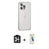 MARSİLYAN™- iPhone 15 Pro Max Kılıf Eksen Form Serisi - Şeffaf Pasifik Cam Ekran Koruyucu + PVD Metal Kamera Lens - TU
