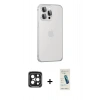 MARSİLYAN™- iPhone 15 Pro Max Kılıf Eksen Form Serisi - Şeffaf Pasifik Cam Ekran Koruyucu + PVD Metal Kamera Lens - SH