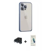 MARSİLYAN™- iPhone 15 Pro Max Kılıf Eksen Form Serisi - Şeffaf Pasifik Cam Ekran Koruyucu + Raze Metal Kamera Lens - LT