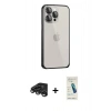 MARSİLYAN™- iPhone 15 Pro Max Kılıf Eksen Form Serisi - Şeffaf Pasifik Cam Ekran Koruyucu + Raze Metal Kamera Lens - TMGI