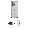 MARSİLYAN™- iPhone 15 Pro Max Kılıf Eksen Form Serisi - Şeffaf Pasifik Cam Ekran Koruyucu + Raze Metal Kamera Lens - TMGI