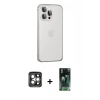 MARSİLYAN™- iPhone 15 Pro Max Kılıf Eksen Form Serisi - Siyah 360 Mat Full Body Arka Koruyucu + Gri PVD Metal Kamera Lens