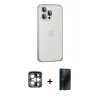 MARSİLYAN™- iPhone 15 Pro Max Kılıf Eksen Form Serisi - Siyah 3D Antistatik Hayalet Cam Ekran Koruyucu + PVD Metal Kamera Lens - GS