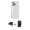 MARSİLYAN™- iPhone 15 Pro Max Kılıf Eksen Form Serisi - Siyah 3D Antistatik Hayalet Cam Ekran Koruyucu + Raze Metal Kamera Lens - GS