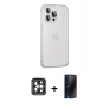 MARSİLYAN™- iPhone 15 Pro Max Kılıf Eksen Form Serisi - Siyah 3D Antistatik Hayalet Cam Ekran Koruyucu + PVD Metal Kamera Lens - GI