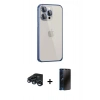 MARSİLYAN™- iPhone 15 Pro Max Kılıf Eksen Form Serisi - Siyah 3D Antistatik Hayalet Cam Ekran Koruyucu + Raze Metal Kamera Lens - LT