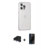 MARSİLYAN™- iPhone 15 Pro Max Kılıf Eksen Form Serisi - Siyah 3D Antistatik Hayalet Cam Ekran Koruyucu + Raze Metal Kamera Lens - LT