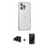 MARSİLYAN™- iPhone 15 Pro Max Kılıf Eksen Form Serisi - Siyah 3D Antistatik Hayalet Cam Ekran Koruyucu + Raze Metal Kamera Lens - SH