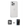 MARSİLYAN™- iPhone 15 Pro Max Kılıf Eksen Form Serisi - Siyah 3D Antistatik Hayalet Cam Ekran Koruyucu + Siyah PVD Metal Kamera Lens