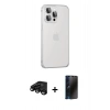 MARSİLYAN™- iPhone 15 Pro Max Kılıf Eksen Form Serisi - Siyah 3D Antistatik Hayalet Cam Ekran Koruyucu + Raze Metal Kamera Lens - SH