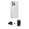 MARSİLYAN™- iPhone 15 Pro Max Kılıf Eksen Form Serisi - Siyah 3D Antistatik Hayalet Cam Ekran Koruyucu + Raze Metal Kamera Lens - TMGI