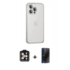 MARSİLYAN™- iPhone 15 Pro Max Kılıf Eksen Form Serisi - Siyah 3D Antistatik Hayalet Cam Ekran Koruyucu + PVD Metal Kamera Lens - TU